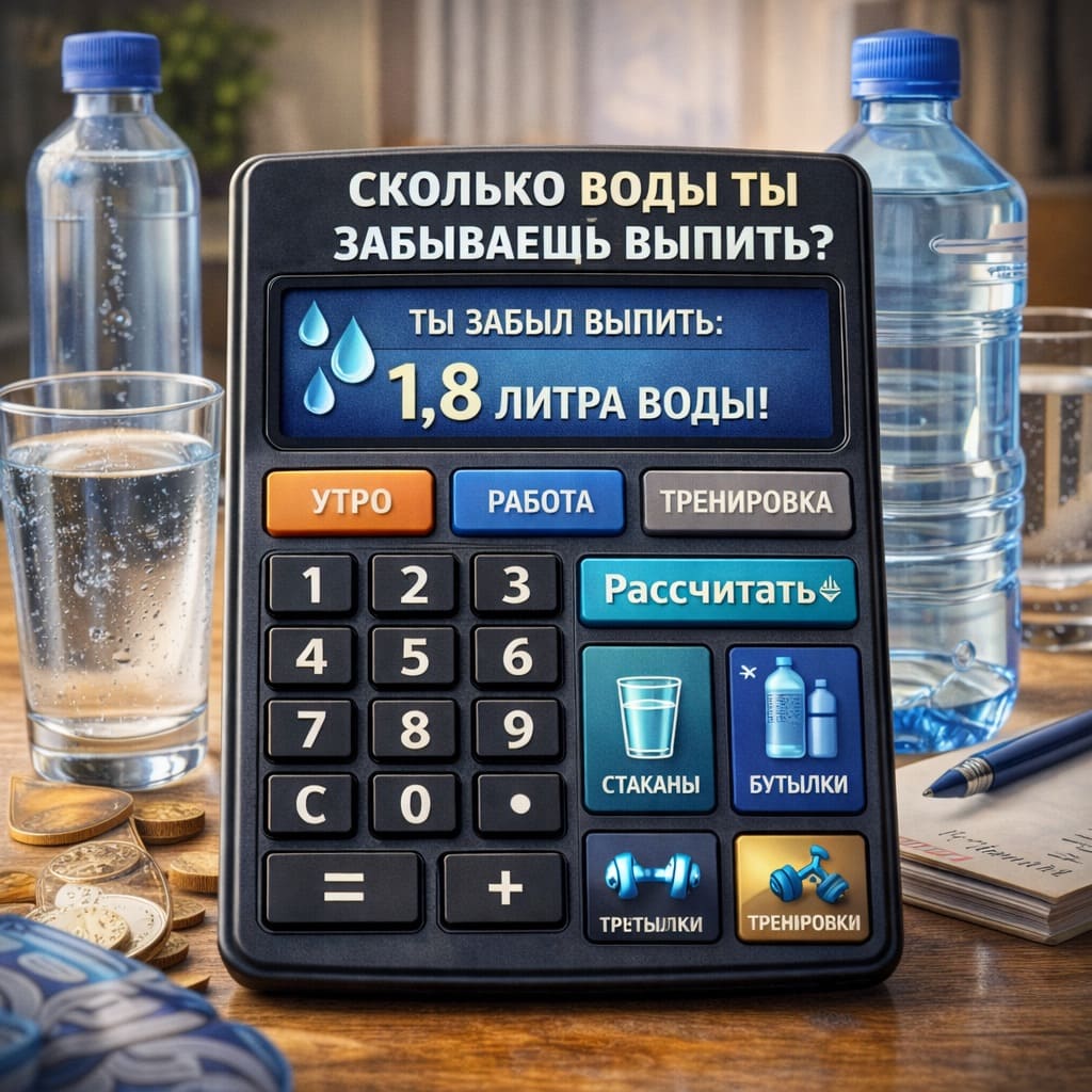 Калькулятор «Сколько воды ты забываешь выпить»